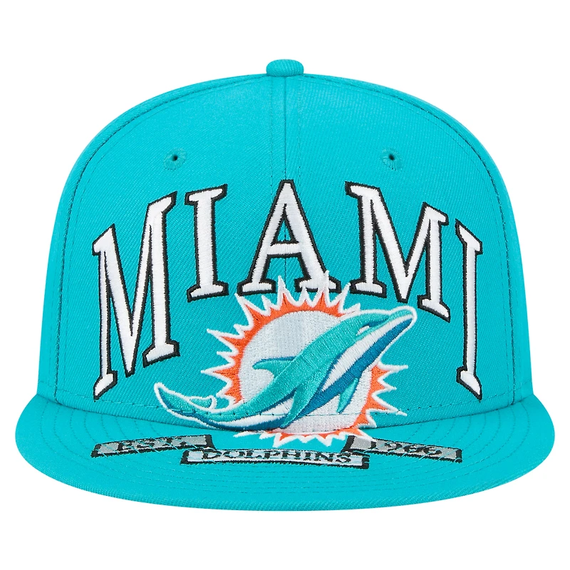 Casquette ajustée surdimensionnée 59FIFTY New Era Aqua Miami Dolphins pour homme