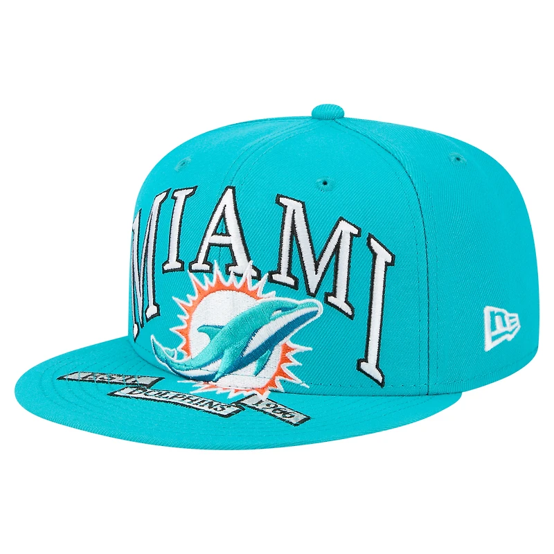 Casquette ajustée surdimensionnée 59FIFTY New Era Aqua Miami Dolphins pour homme