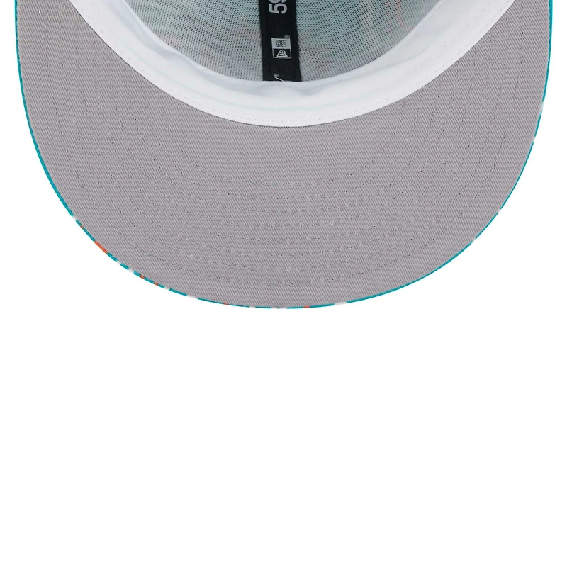 Men's New Era Aqua Miami Dolphins Paisley 59FIFTY Fitted Hat