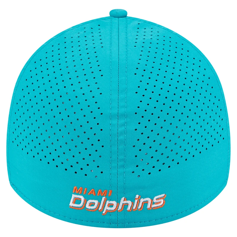 Men's New Era Aqua Miami Dolphins Perforated 39THIRTY Flex Hat