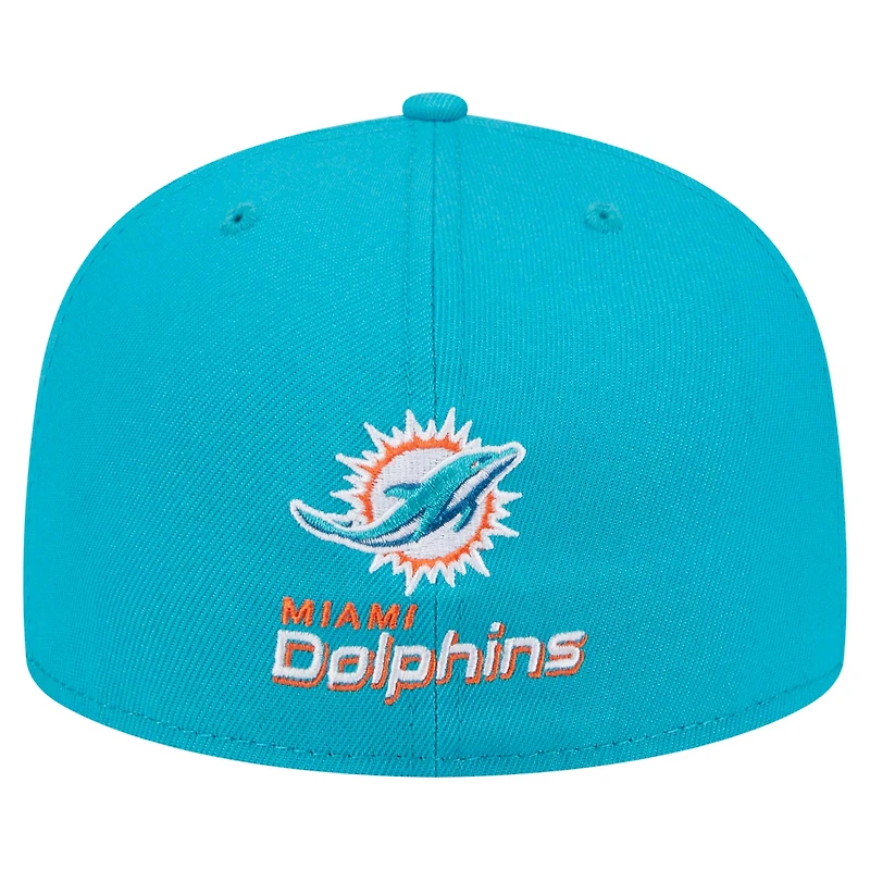 Men's New Era Aqua Miami Dolphins Ransom 59FIFTY Fitted Hat