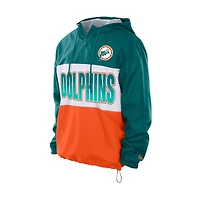 Coupe-vent à capuche zippé quart de tour New Era Aqua Miami Dolphins pour homme