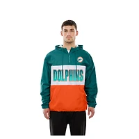 Coupe-vent à capuche zippé quart de tour New Era Aqua Miami Dolphins pour homme