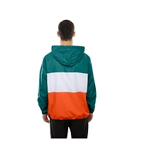Coupe-vent à capuche zippé quart de tour New Era Aqua Miami Dolphins pour homme