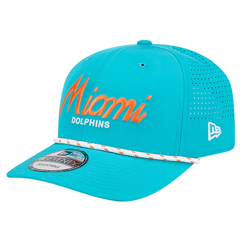 Men's New Era Aqua Miami Dolphins Script 9SEVENTY Adjustable Hat