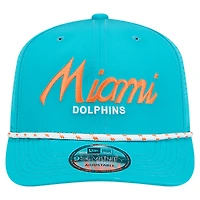 Men's New Era Aqua Miami Dolphins Script 9SEVENTY Adjustable Hat