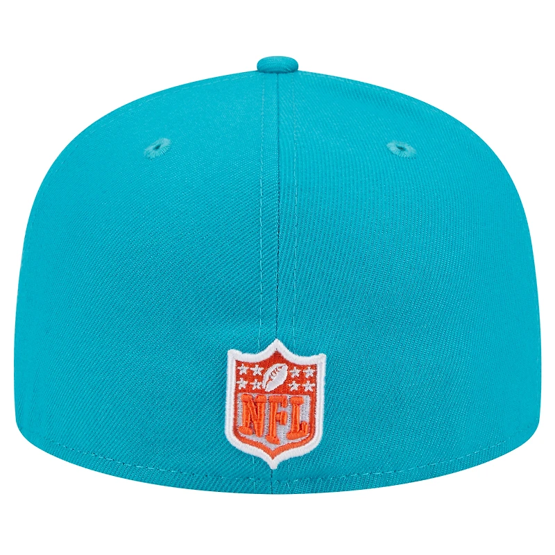 Casquette ajustée 59FIFTY Miami Dolphins de New Era pour homme avec inscription Aqua