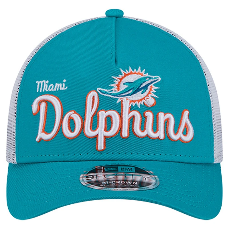 Men's New Era  Aqua Miami Dolphins Side Lines 9FORTY Adjustable Hat