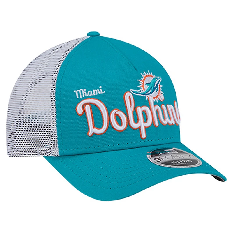 Men's New Era  Aqua Miami Dolphins Side Lines 9FORTY Adjustable Hat