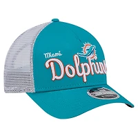 Men's New Era  Aqua Miami Dolphins Side Lines 9FORTY Adjustable Hat
