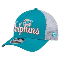 Men's New Era  Aqua Miami Dolphins Side Lines 9FORTY Adjustable Hat