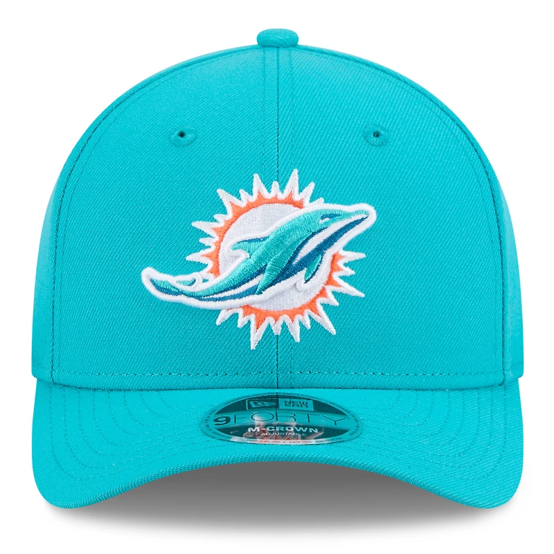 Casquette ajustable New Era Aqua Miami Dolphins 9FORTY M-Crown pour homme