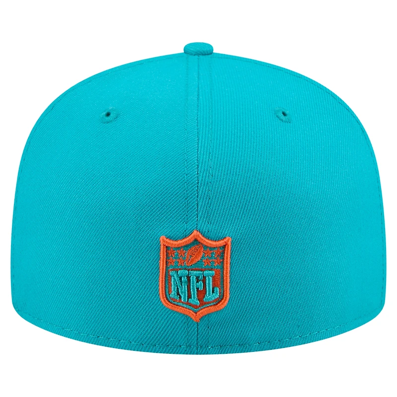 Men's New Era Aqua Miami Dolphins State Stitch 59FIFTY Fitted Hat