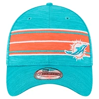 Casquette New Era Aqua Miami Dolphins Stripes 39THIRTY Flex pour homme