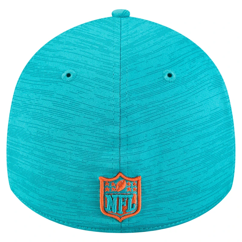 Casquette New Era Aqua Miami Dolphins Stripes 39THIRTY Flex pour homme