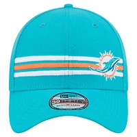 Casquette New Era Aqua Miami Dolphins Stripes 39THIRTY Flex pour homme