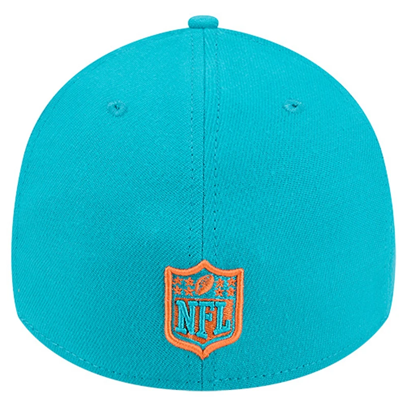Men's New Era Aqua Miami Dolphins Stripes 39THIRTY Flex Hat