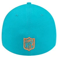 Men's New Era Aqua Miami Dolphins Stripes 39THIRTY Flex Hat