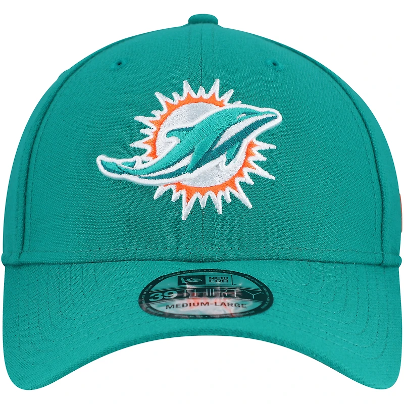 Men's New Era Aqua Miami Dolphins Team Classic Throwback 39THIRTY Flex Hat