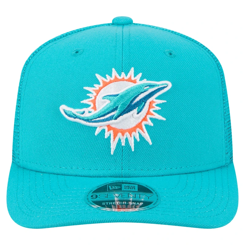 Casquette ajustable extensible à boutons-pression New Era Aqua Miami Dolphins Team Collection 9SEVENTY pour homme