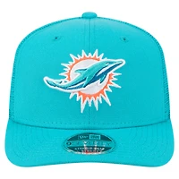 Casquette ajustable extensible à boutons-pression New Era Aqua Miami Dolphins Team Collection 9SEVENTY pour homme