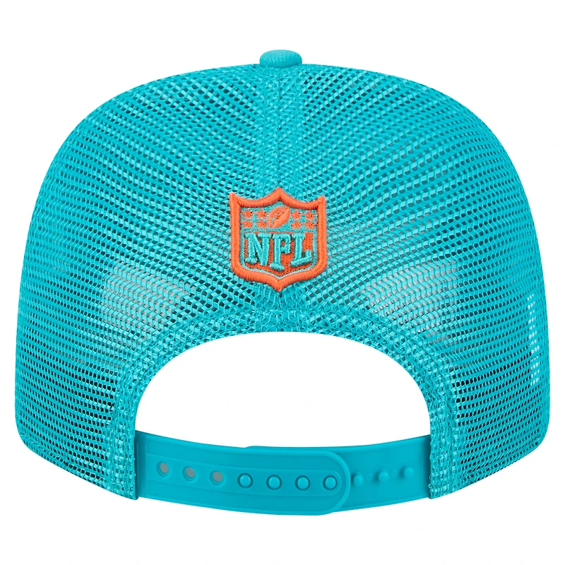 Casquette ajustable extensible à boutons-pression New Era Aqua Miami Dolphins Team Collection 9SEVENTY pour homme