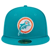 Men's New Era Aqua Miami Dolphins Throwback Main 59FIFTY Fitted Hat