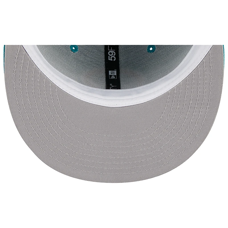 Casquette ajustée 59FIFTY Main New Era Aqua Miami Dolphins Throwback pour hommes