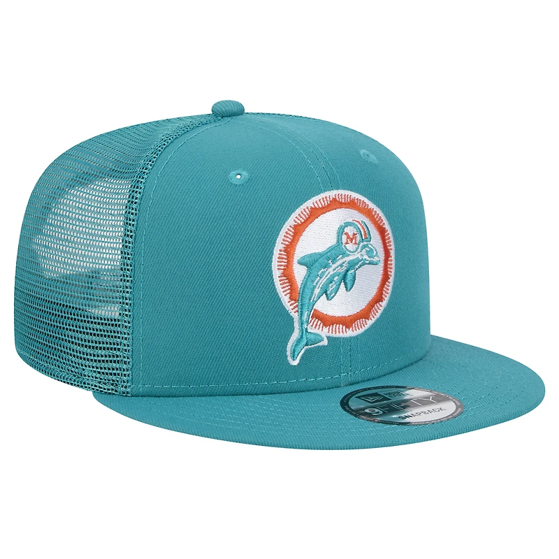 Casquette snapback 9FIFTY de style camionneur à imprimé Miami Dolphins de New Era pour homme