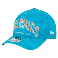 Casquette ajustable New Era Aqua Miami Dolphins Tie Dye Fade 9Forty M-Crown A-Frame pour homme