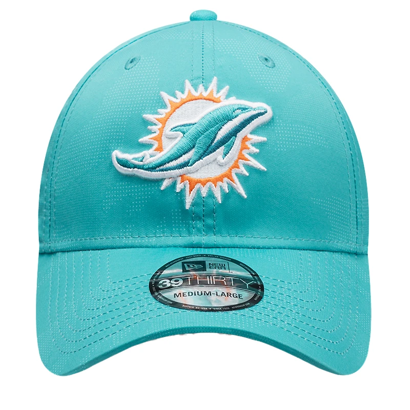Men's New Era Aqua Miami Dolphins Tonal Camo 39THIRTY Stretch Fit Hat