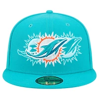 Casquette ajustée Tri-Hit 59FIFTY pour homme New Era Aqua Miami Dolphins