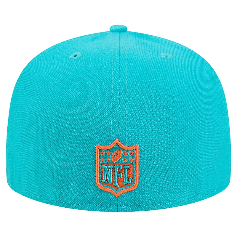 Men's New Era Aqua Miami Dolphins Tri-Hit 59FIFTY Fitted Hat