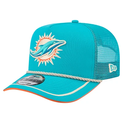 Casquette snapback New Era Aqua Miami Dolphins Vintage Team Rope A-Frame Trucker 9FIFTY pour homme