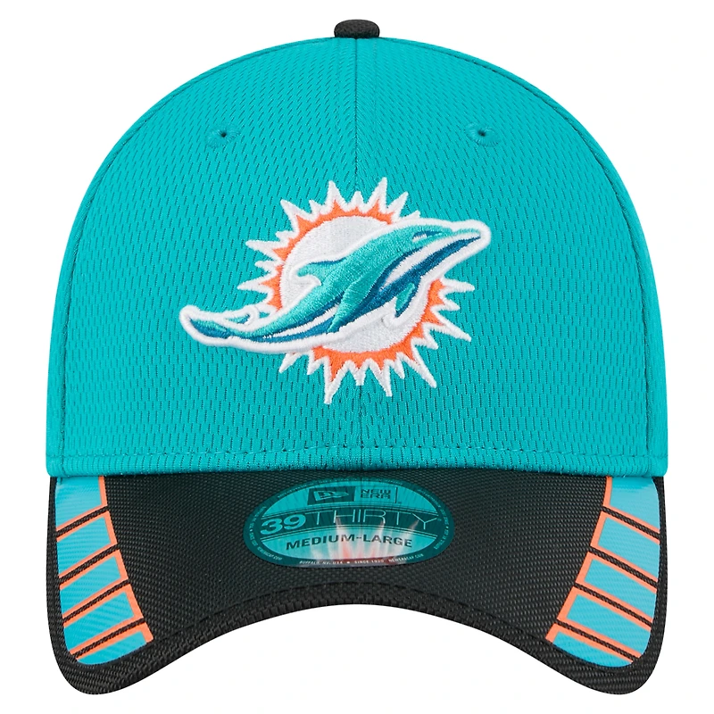 Men's New Era Aqua Miami Dolphins Visor Hit 39THIRTY Flex Hat