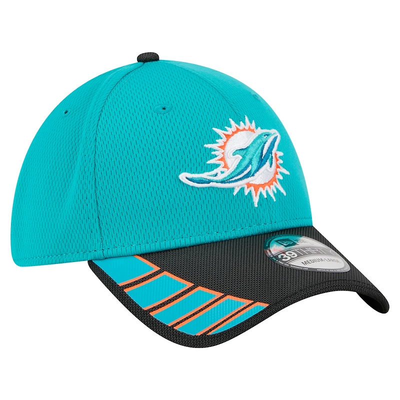 Casquette New Era Aqua Miami Dolphins Visor Hit 39THIRTY Flex pour homme