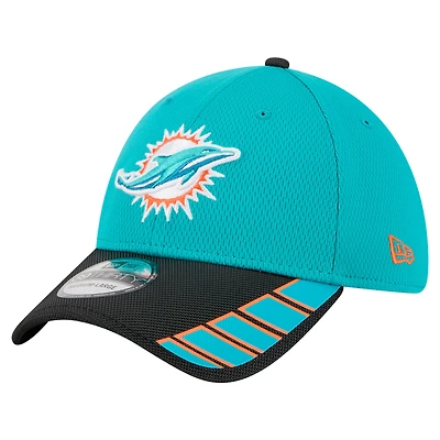 Men's New Era Aqua Miami Dolphins Visor Hit 39THIRTY Flex Hat