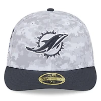 Casquette ajustée à profil bas 59FIFTY Miami Dolphins 2024 Salute To Service pour homme New Era Arctic Camo/Graphite