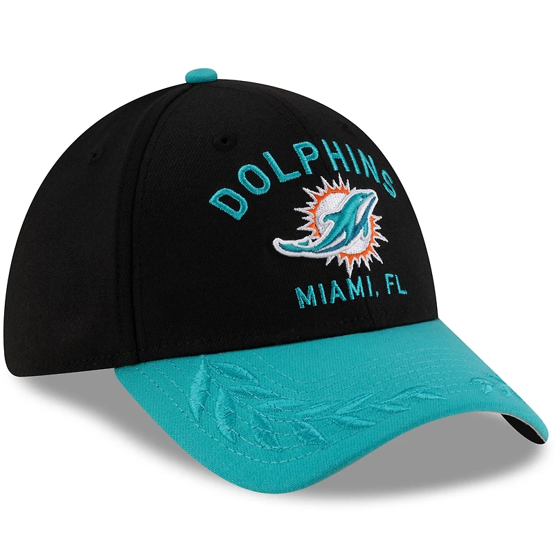 Men's New Era Black/Aqua Miami Dolphins 2025 NFL Draft 39THIRTY Flex Hat