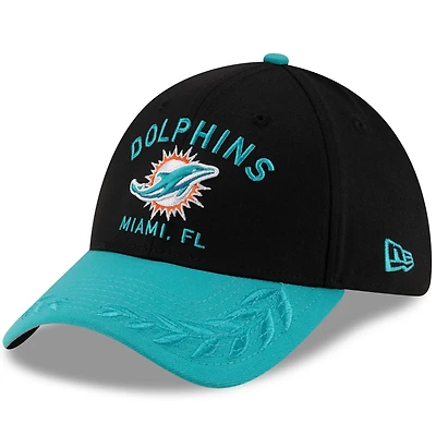Casquette New Era 39THIRTY Flex noire/aqua pour homme, Miami Dolphins, draft NFL 2025