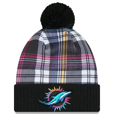 Men's New Era Black Miami Dolphins 2024 NFL Crucial Catch Cuffed Knit Hat With Pom