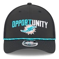 Casquette ajustable New Era noire Miami Dolphins 2025 Inspire Change 9FORTY M-Crown pour homme