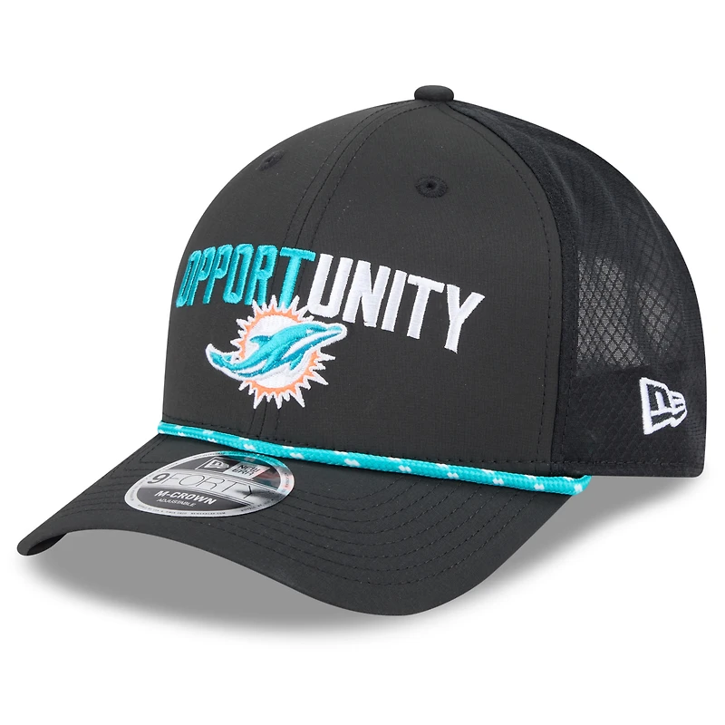 Men's New Era Black Miami Dolphins 2025 Inspire Change 9FORTY M-Crown Adjustable Hat