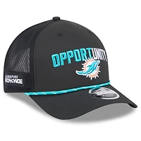 Casquette ajustable New Era noire Miami Dolphins 2025 Inspire Change 9FORTY M-Crown pour homme