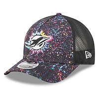 Men's New Era Black Miami Dolphins 2025 NFL Crucial Catch 9FORTY Adjustable Hat
