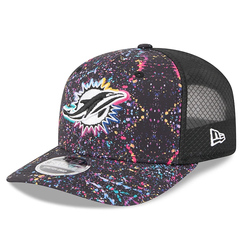 Men's New Era Black Miami Dolphins 2025 NFL Crucial Catch 9SEVENTY Adjustable Hat