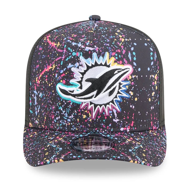 Men's New Era  Black Miami Dolphins 2025 NFL Crucial Catch A-Frame 9FIFTY Snapback Hat