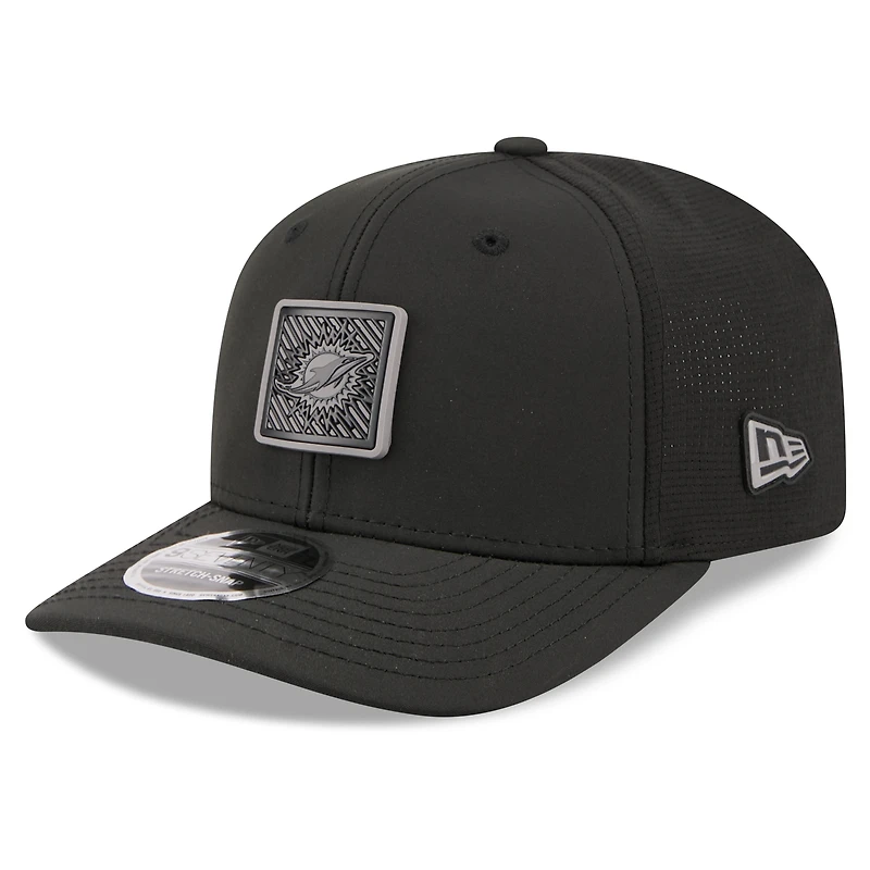 Casquette ajustable New Era noire pour homme Miami Dolphins 2026 NFL Training Camp 9SEVENTY