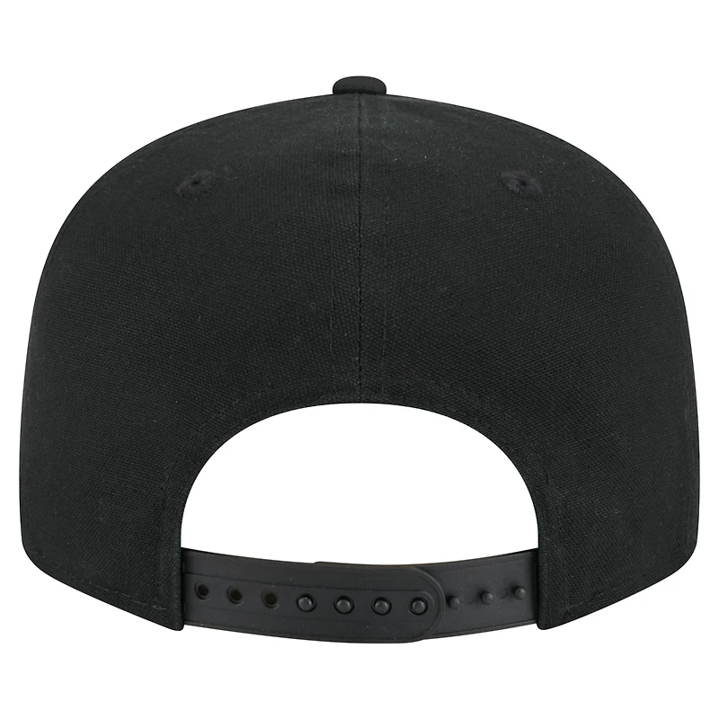 Men's New Era Black Miami Dolphins Adventure Canvas Split Panel 9FIFTY Snapback Hat