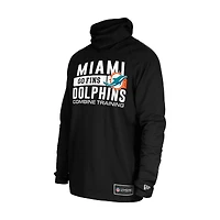 Sweat à capuche fonctionnel noir rayures pour homme New Era des Dolphins de Miami